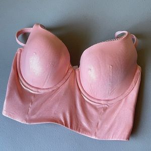 VICTORIA'S SECRET BODY BY VICTORIA CORAL PINK BRA BUSTIER CORSET 34D NWT